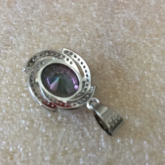 925 mystic topaz and cz pendent - Picture 4 of 4